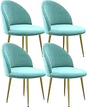 VEESYV Set of 4 with Metal Chair Legs Soft Velvet Cushion Seat and Back for Living Room Bedroom Kitchen (Color : Blue)