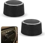 QODOLSI 2 PCS Car Dial Tuner Radio Audio Control Knob Kit, 0.98" x 0.59" Plastic Insert Audio Volume Adjustment Knob Cover, Repair Replacement OEM 22912547, for Cadillac Chevrolet GMC (Black)