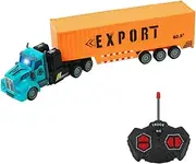 Remote Control Semi Truck with Trailer, 14" 1:48 Trailer Truck Toy, Equipped with 2 Rechargeable Batteries, Gifts Ideas for Boys Age 3-8 Year Old-Yellow