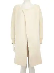 Ecru Wool Long Knitted Cardigan