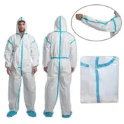 Safeplus Coverall Protective Suit with Hood Type White Large 10 Carton