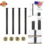 Set of 4 Tall Adjustable Black Metal Desk Legs for Furniture Stability and Style