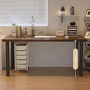 Home Office Desk, Computer Desk, Wood Dormitory Study Desk, Writing Desk, Bedroom Desk A93 (D Coffee + Black, 80X40X75CM)