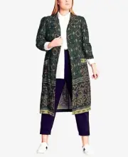 City Chic Trendy Plus Size 14W Jasper Paisley Jacket in Gryffindor Green NWT