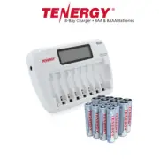 Tenergy TN162 8-Bay NiMH NiCd Smart Charger + 8AA & 8AAA Standard NiMH Batteries
