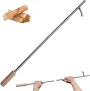 JINHAN Campfire Poker with Blow Poke Function - 36 Inch Stainless Steel Fire Poker Tool for Fireplaces and Fire Pits, with Wooden Handle