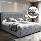 King Bed Frame Platform Tufted Headboard Frames Gas Lift Beds Base with Storage