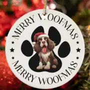 Merry Woofmas English Springer Spaniel Dog Paw Lover Christmas Ornament Gift