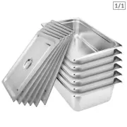 6X Gastronorm Full Size 1/1 Bain Marie 15cm Deep Stainless Steel Tray with Lid