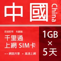 在飛比找momo購物網優惠-【千里通】中國上網卡5日5G 上網吃到飽(免翻牆 支援熱點分