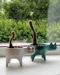在飛比找樂天市場購物網優惠-可愛貓咪尾巴花盆陶瓷個性創意仙人掌多肉簡約裝飾桌面卡通動物造