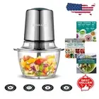 Compact Electric Food Processor with Titanium Blades & 5-Cup Glass Bowl - Silver