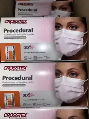 2 boxes (50 eacg) Crosstex Procedural Earloop Face Mask ASTM Level 2 #GCPPK Pink
