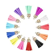 13Colors Leather Tassel Keychain Charm Bulk with Cap for Jewelry Making, 8Set