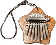 Portable Mini 8 Note Thumb Piano Small Wooden Finger Harp with Strap 8 key Thumb Piano Brown