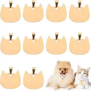 MEZOKUCEL 10 PCS Dog Tag Pendant Pet Dog Tag Blanks Name Collar Charms Identification Puppy Name ID Tags (Gold)