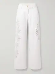 [Diotima] Diotima - Stulla Crochet-trimmed Mid-rise Straight-leg Jeans - White - 2 2 White
