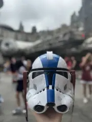 Disney Parks 2025 Star Wars Salvaged Clone Trooper Helmet Popcorn Bucket in Hand
