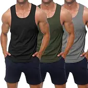 [KAWATA] Men's Workout Tank Tops Quick Dry Gym Muscle Tees Fitness Bodybuilding Sleeveless T Shirts