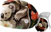 [YTYVAGT] 2-Pc,Gourd-Shaped Working Cap,Fisherman Hat with Buttons and Cotton Sweatband,Jungle Animal Plant Flower Pattern