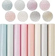 LOTOFUN Shiny Pearl Faux Leather Sheets: Soft Pearl Lustrous Textured Metallic PU Synthetic Leather Fabric 8Pcs/Set 12x8 Inch for Bows Earrings Making DIY Craft (Light Color)