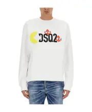 Dsquared2 PAC-Man Logo Printed Crewneck Sweatshirt S,M White