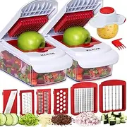 2 x Kleva Cube Cutters 12 in 1 Slice, Dice, & Chop Compact Vegetable Chopper for Onion Potato Carrot, Kitchen Tools & Gadgets 6 Blades Includes Container, handguard and top Lever (Australian Owned)