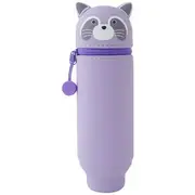 Lihit Lab Cute Animal Pencil Case with Stand Purple Racoon