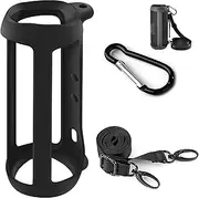 Silicone Case for JBL FLIP 6 Waterproof Portable Bluetooth Speaker Audio, Gel Soft Skin Rubber Cover, Travel Carrying Storage Bag Pouch with Shoulder Strap and Carabiner Black