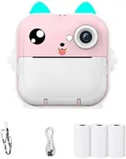 Binxind Kids Photo Camera 2.4Inch IPS Screen Child Camera Instant Print Video Recording Take Pictures Birthday Gift Pink (B) Easy Install Easy to Use