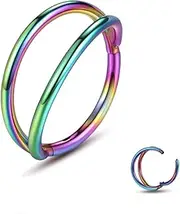 [Yaoyaoyors] 20G 18G 16G 14G Stainless-Steel Nose-Ring-Hoop Septum Clicker :Triple/Double Seamless-Hinged-Piercing Conch Daith Spiral Hoop Cartilage Earring Diameter 6mm 8mm 10mm 12mm Piercing Jewelry