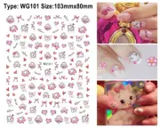 Cat Nail Sticker Aristocats Marie Kitty Care Bears Unicorn Animal Nail Decal