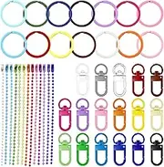 Rustark 160Pcs Multicolor Ball Bead Chains Bulk Includes Colorful Ball Beads Key Chain, Split Key Rings and Lobster Claw Clasps Swivel Lanyards Snap Clasp for Key Chains Bag Accessories DIY Crafts