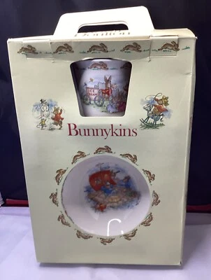 1981 Royal Doulton BUNNYKINS Child 3-Piece Set Plate, Cereal Bowl & Mug NOS
