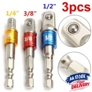 3Size Driver Adapter Set Drill Bits Impact Socket 1/2" 1/4" 3/8" Hex Shank