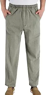 [Maiyifu-GJ] Men's Multi-Pocket High Waist Loose Slacks Cotton Breathable Straight Pants Quick-Drying Light Sweatpants