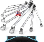 9 PCS Double Box End 75 Degree Deep Offset EXTRA LONG Wrench Tools Set 6-23Mm