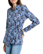 Nic+Zoe Blue Baubles Side Tie Top
