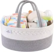 PHILORN Diaper Caddy Organizer, Cotton Rope Diaper Caddy Basket, Woven Diaper