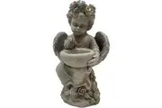 Willow & Silk Polyresin 48cm Angel Garden Stone Bird Feeder w/Solar Lights/Decor