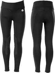 [HORZE] Juniors Child's Active Black English Hunt Seat Riding Show Soft Knee Patch Breeches Pants (US JR XXL/EU 170) Sale
