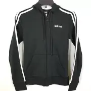 adidas Women Essentials 3 Stripes Full zip Hoodie Size XS Black White Athletic