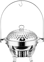 Chafing Dish Buffet Set, 4.5L 6L 8L Hanging Lid Dining Stove with Stand, Removable Stainless Steel Food Warmers, Easy Cleaning, for Wedding, Parties, Restaurants, Banquets(Silver,6L)