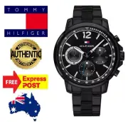 NEW TOMMY HILFIGER "LANDON" TH1791529 ALL BLACK CHRONOGRAPH STAINLESS MENS WATCH