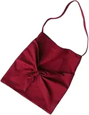 QUMIIRITY Stylish Bow Knot Canvas Shoulder Bag Capacity Messenger Pouch for School Travel and Casual Outings Wine Red Tote Bag
