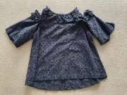 *NWT* SEED Ladies Navy Blue Anglaise Cold Shoulder Top (size 8)