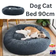 i.Pet Pet Bed Dog Cat 90cm Large Calming Soft Plush Beds Pets Comfortable Grey