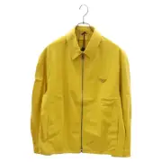 PRADA Triangle Logo Nappa Leather Zip Up Jacket Yellow UPW428 1WDV