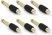VCE 6.35mm Jack to RCA Adapter 6-Pack, RCA Female to 1/4 Male Mono Plug Audio Adapters