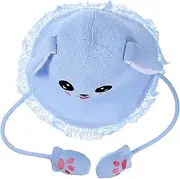[ANDRESLAD] 1Pc Sun Hat UV Protection Rabbit Ears Design Lightweight Windproof Sun Cap for Outdoor Play Cute Cartoon Hat for Boys for Summer Activities Blue